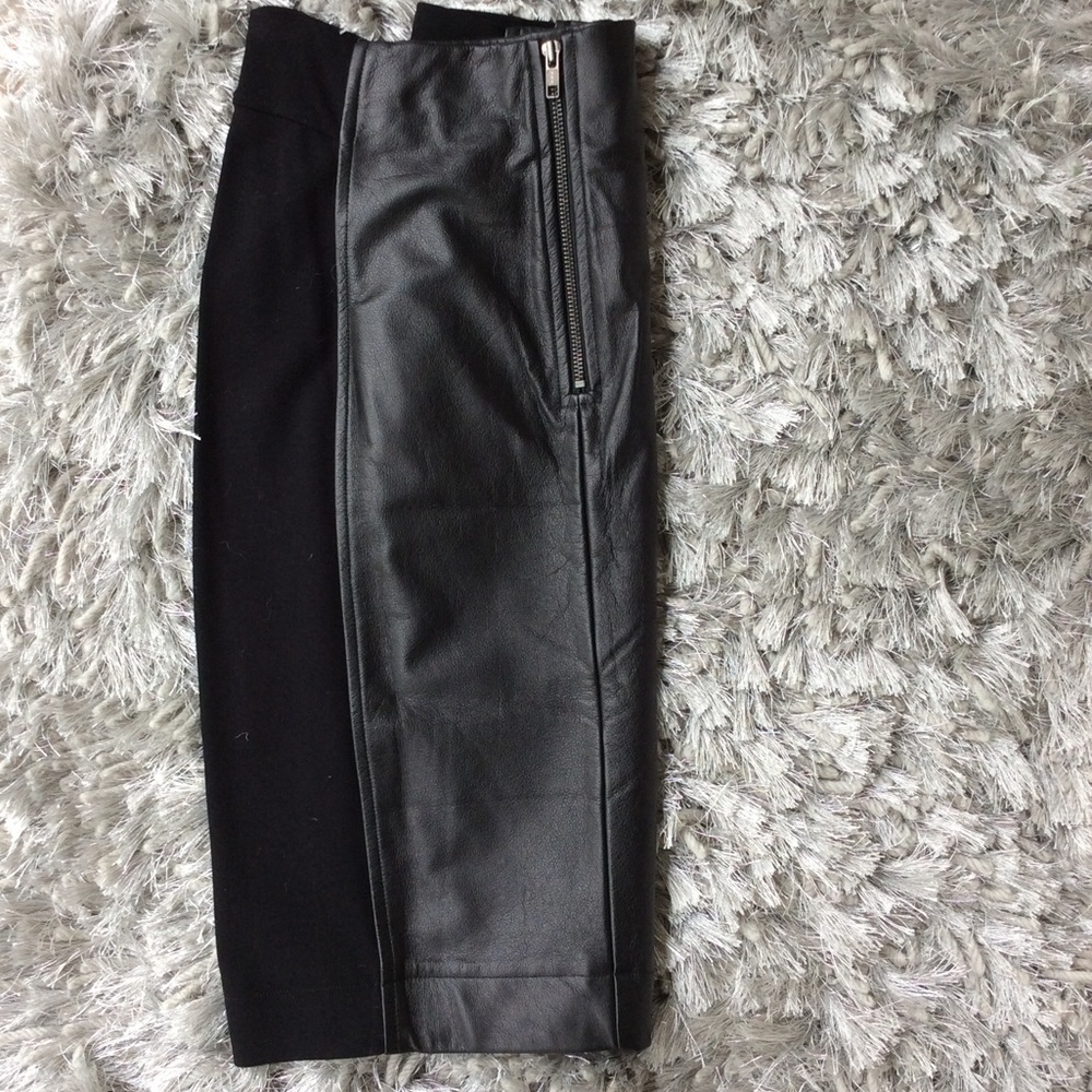 Adrienne Vittadini black leather midi skirt